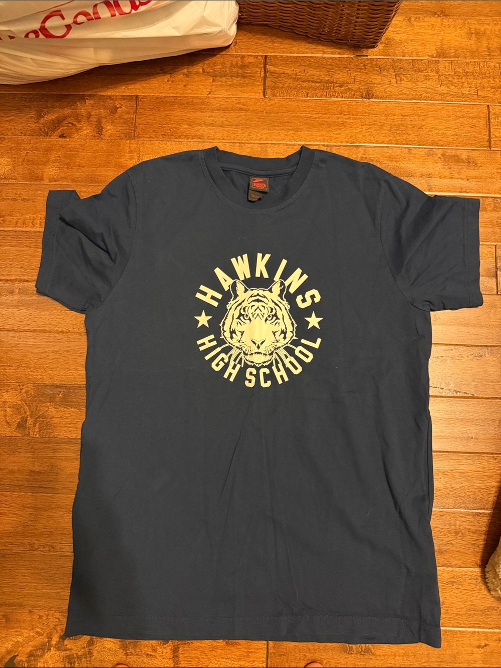 Nike Stranger Things Navy T-Shirt with Cream Tiger Graphic